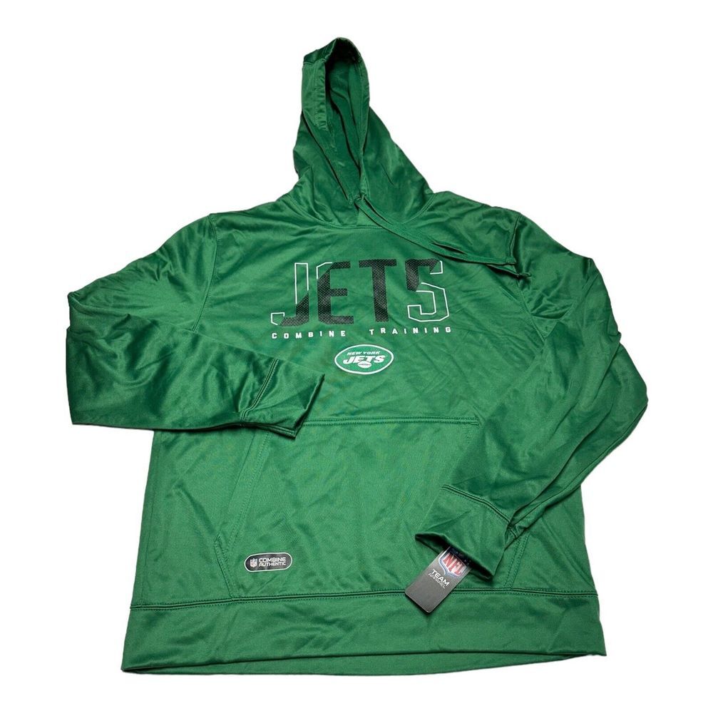 NFL Team Apparel New York Jets Green Backfield Combine Training Hoodie Mens Sz M